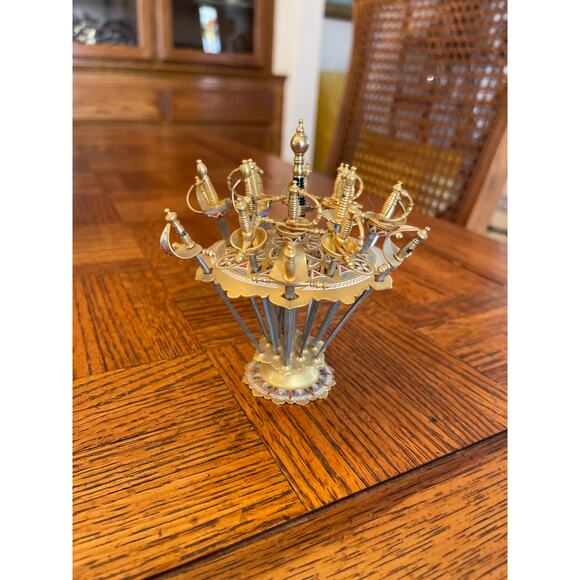 Vintage Toledo cocktail toothpick stand with(17) Swords